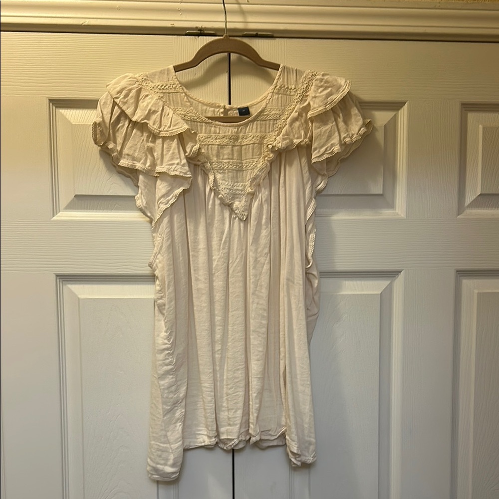 Cream Ruffled Women's Top 3X plus size top